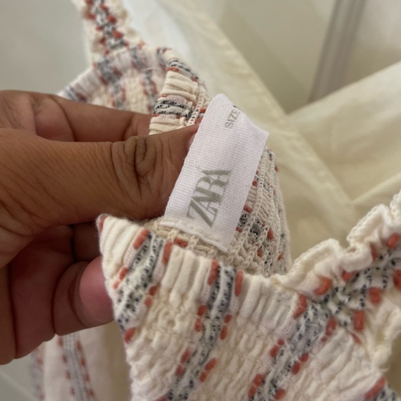 Zara Girls Tiered Frock Cotton Wide Spaghetti Straps V Neck Dress - Picture 8 of 12